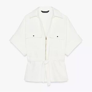 Nwt- zara- safari crepe shirt- M